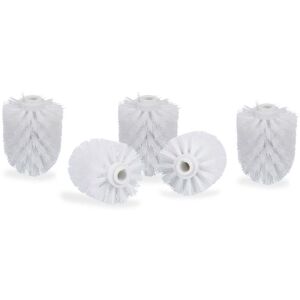 Relaxdays Toilet Brush Head Set of 5, Loose Toilet Brushes, 12 mm Threads, Replacement Heads, Diameter 7 cm, White