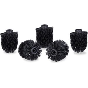 Toilet Brush Head Set of 5, Loose Toilet Brushes, 9.5 mm Threads, Replacement Heads, Diameter 7 cm, Black - Relaxdays