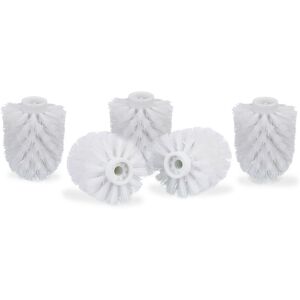 Toilet Brush Head Set of 5, Loose Toilet Brushes, 9.5 mm Threads, Replacement Heads, Diameter 7 cm, White - Relaxdays