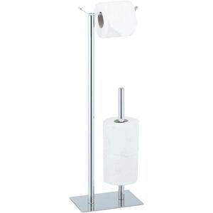 Relaxdays Toilet Paper Holder, Free-Standing, Stable, Spare Roll Storage for Bathroom, HWD: 62 x 20 x 13.5 cm, Silver