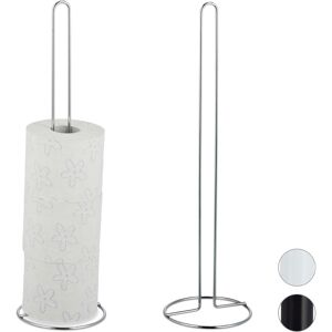 Relaxdays - Toilet Paper Holder Set of 2, For 5 Rolls Each, Metal, Freestanding Post, HxD: 50 x 14 cm, Silver