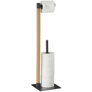 Relaxdays - wc Accessories Set, Standing Toilet Paper Holder and Stand for 4 Spare Rolls, 73x20x20 cm, Anthracite/natural