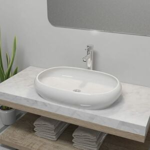 BERKFIELD HOME Royalton Bathroom Basin with Mixer Tap Ceramic Oval White