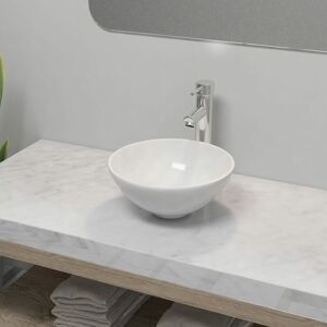 BERKFIELD HOME Royalton Bathroom Basin with Mixer Tap Ceramic Round White