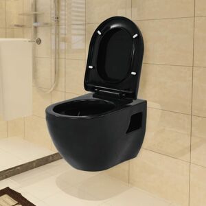 Berkfield Home - Royalton Wall-Hung Toilet Ceramic Black