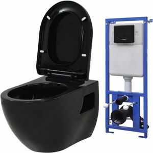 BERKFIELD HOME Royalton Wall-Hung Toilet with Concealed Cistern Ceramic Black