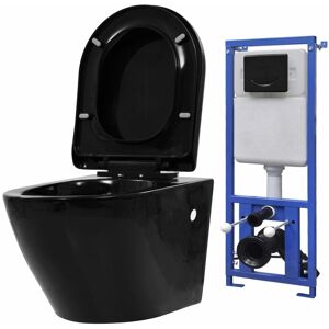 BERKFIELD HOME Royalton Wall Hung Toilet with Concealed Cistern Ceramic Black