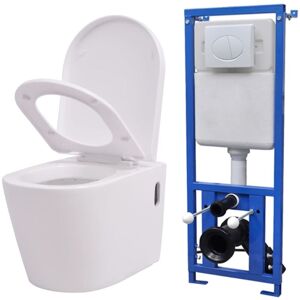 BERKFIELD HOME Royalton Wall Hung Toilet with Concealed Cistern Ceramic White
