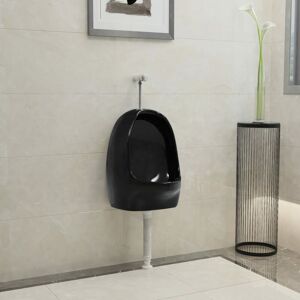 BERKFIELD HOME Royalton Wall Hung Urinal with Flush Valve Ceramic Black