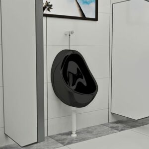 BERKFIELD HOME Royalton Wall Hung Urinal with Flush Valve Ceramic Black