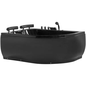 BELIANI Sanitary Acrylic Corner Bathtub led Lights Massage Right Black Paradiso - Black