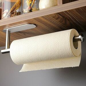 Langray - Self-adhesive Paper Towel Holder - Paper Towel Holder Without Drilling Kitchen Roll Paper Holder Stainless Steel Silver