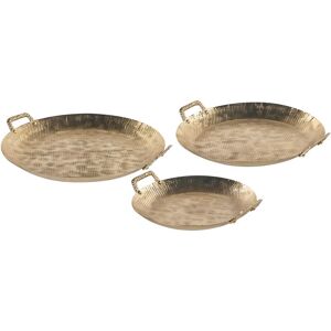 BELIANI Set of 3 Decorative Trays Trinket Jewellery Dish Metal Textured Gold Deoria - Gold