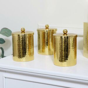 Melody Maison - Set of 3 Hammered Gold Metal Jars - Gold