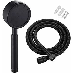 Héloise - Shower Head with Hose and Hand Shower 80mm Diameter with 1.5m Shower Hose Stainless Steel Water Saving and High Pressure Hand Shower Black