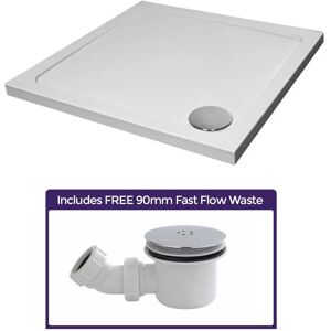 Nes Home - Small 700 x 700 Shower Tray Square Slimline Included with Low Profile Waste