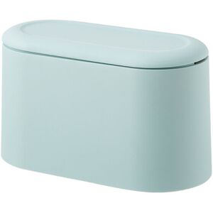 Small Table Trash Can, Mini Plastic Trash Can with Lid for Bathroom Office Bedroom and Car (Light Blue) - Alwaysh