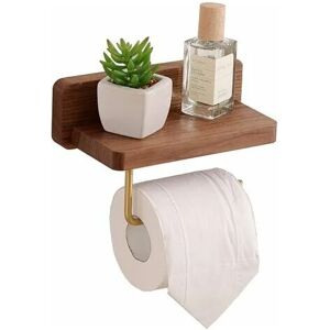 Neige - Snow Wooden Toilet Paper Holder with Shelf Self Adhesive Wall Mounted Toilet Paper Holder for Bedroom