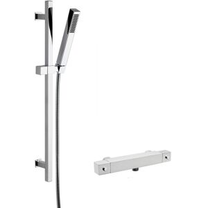 HUDSON REED Square Bar Valve & Slide Rail Shower Kit - Chrome - Chrome