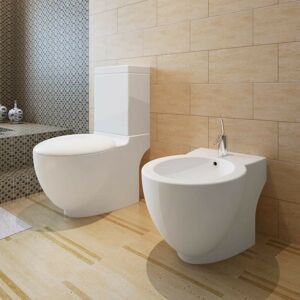 HOMMOO Stand Toilet & Bidet Set White Ceramic VD14772