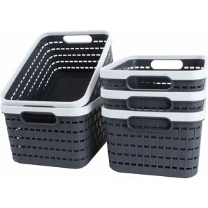 HÉLOISE Storage Basket, Dark Gray Plastic Laundry Hamper, Organizer Tray Basket for Bedroom, Bathroom, Kitchen, Drawer, Shelves –21x15x12CM, Pack of 5
