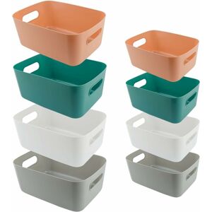 HÉLOISE Storage Basket, Plastic Baskets Storage Box Small Baskets with Handles Storage Container Organizer for Bathroom Kitchen Cupboard Shelf, 8 Pieces