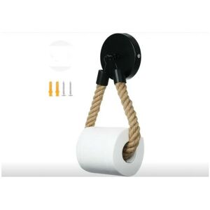 Denuotop - Toilet Paper Holder Without Drilling, Vintage Toilet Roll Holder, Matte Black Toilet Paper Holder for Bathroom and wc