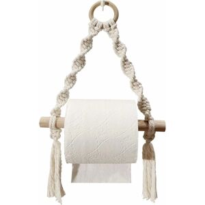 MUMU Toilet Paper Holder, Woven Macrame Toilet Paper Roll Holder for Toilet Bathroom, Handmade Bathroom Hanging Connectors (Without Hooks)