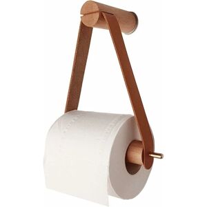 LANGRAY Toilet Roll Holder, Country Style Wooden Towel Rack Wall Mounted Toilet Paper Holder, Multi-Function Toilet Roll Stand for Bathroom and Kitchen(Brown)