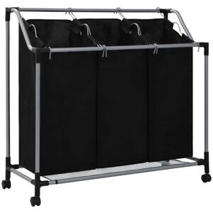 SWEIKO Laundry Sorter with 3 Bags Black Steel VDTD23539