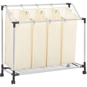 SWEIKO Laundry Sorter with 4 Bags Cream Steel VDTD23541