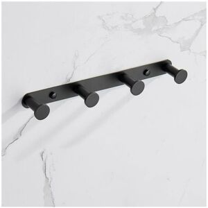 DENUOTOP Towel Hook Matte Black Stainless Steel Towel Robe Coat Rack Rows of Four Hooks Bathroom Accessories for Home Storage Organization,Hallway,Foyer,Wall