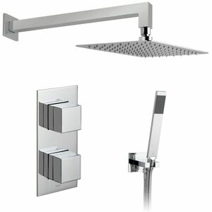 Tablet Notion Thermostatic Dual Concealed Mixer Shower Valve with Shower Kit And Fixed Head - Chrome - Chrome - Vado