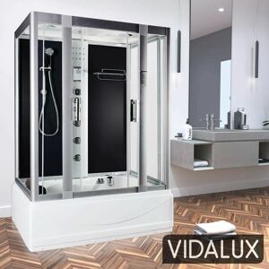 Aegean 1350 Steam Shower Whirlpool 1350 x 800 Black Glass - Vidalux