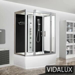 Vidalux Aegean 1500 Steam Shower Whirlpool & AirSpa Bath 1500 x 900 Black Glass