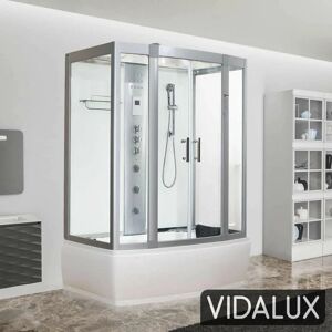 Aegean 1500 Steam Shower AirSpa Whirlpool Bath 1500 x 900 White Glass - Vidalux