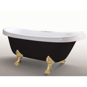 Simba Vintage freestanding bathtub black 170 x 80 cm with gold feet - Margherita Black