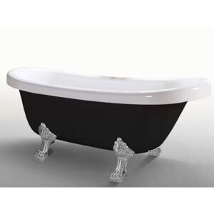 Simba Vintage freestanding bathtub black 170 x 80 cm with silver feet - Margherita Black