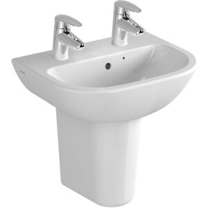 Vitra S20 Cloakroom Basin and Small Semi Pedestal 450mm Wide 2 Tap Hole