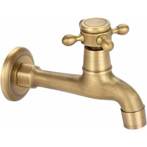 LANGRAY G1/2 Wall Mounted Vintage Solid Brass Faucet Water Tap for Kitchen Sink Mop Pool(Long)