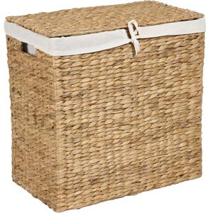 Beliani - Water Hyacinth Laundry Basket Hamper 2-Compartment with Lid Light Wood Langson - Natural