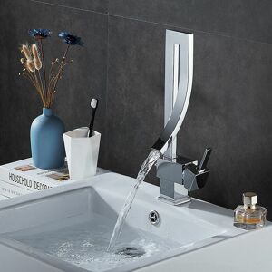 DENUOTOP Water Tap Brass Basin Faucet Fashion Style Simple Fashion Bascade Basin Basin Tap Hot Cold Bathroom Faucet Retro Waterfall Faucet Kitchen