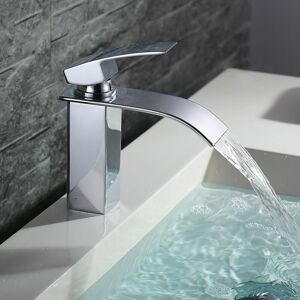 Mumu - Waterfall Bathroom Faucet, Brass Bathroom Faucet, Sink Faucet for Bathroom, Chrome Silver Basin Mixer Tap