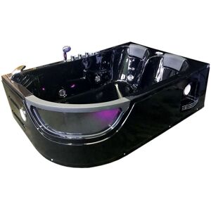 Simba Whirlpool bathtub 180 x 120 cm black Chromotherapy 2 people - Orion