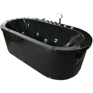 Simba Black freestanding whirlpool tub 185 x 95cm - Cancun