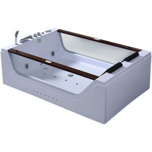 Simba Whirlpool bathtub 180 x 120 cm white for 2 people - Positano