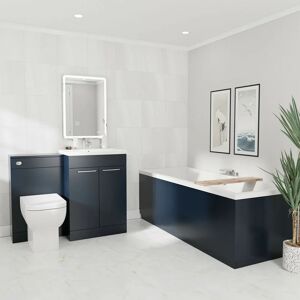 Wholesale Domestic - Denton 1700mm Slim Edge Straight Double Ended Bathroom Suite including Deep Blue Furniture Set with Polished Chrome Handles
