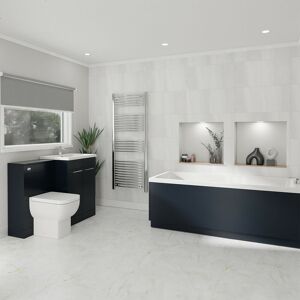 Wholesale Domestic - Denton 1700mm Slim Edge Straight Single Ended Bathroom Suite including Deep Blue Furniture Set with Polished Chrome Handles