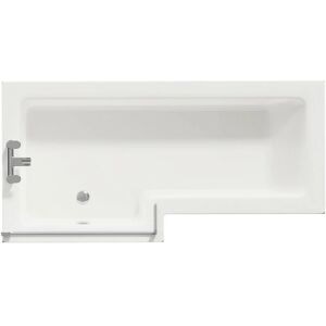 Loire 1700mm Left Hand l Shaped Shower Bath with Bath Screen and Molina Ash Front and End Bath Panel - White / Molina Ash - Wholesale Domestic