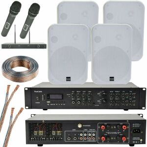 LOOPS Wireless Microphone Public Address System 4x White 200W Wall Speakers 800W Amp